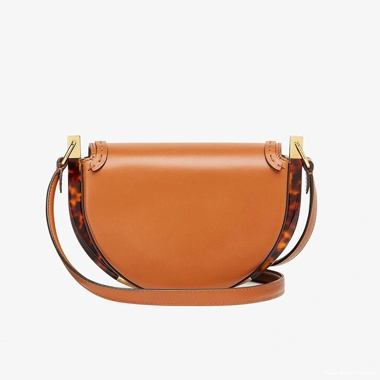 Vintage HOT Fendi Calf Bag In Moonlight Brown Logo Leather ROMA 0814